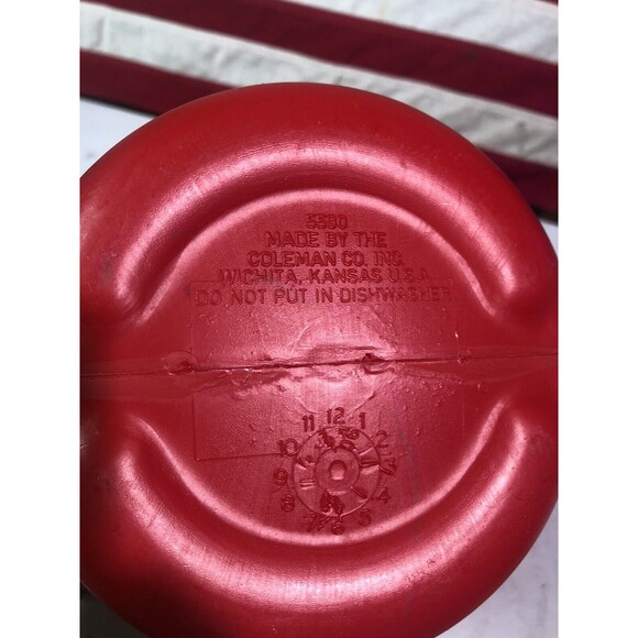 Vintage 10" Coleman Slim Jim Thermos Cooler 5590 Red Yellow -EUC - Picture 2 of 5